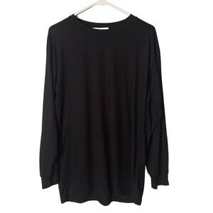 ReVamped Black Oversized Long Sleeve Basic Simple Casual T-shirt Women Sz XS